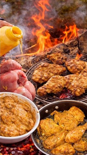 Jungle Cooking-Whole Chicken Fry with Extra Butter #shorts