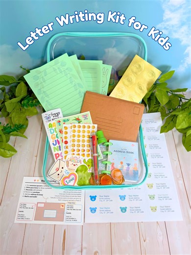Kids Letter Writing Kit – Travel Stationery, Stickers, Pen (Screen-Free Activity)