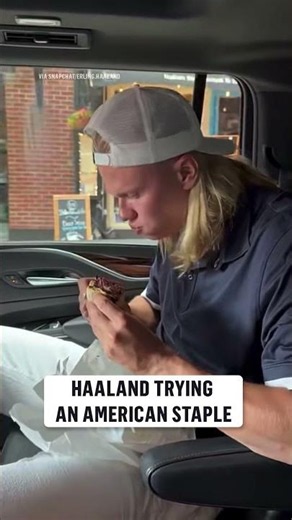 Haaland DID NOT hold back on trying a New York deli sandwich