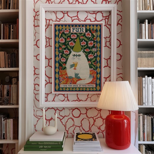 Funny Grumpy Cat Art Print: Retro Whimsical Party Cat Poster - Etsy Canada