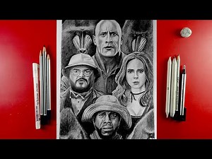 Drawing Of Jumanji: The Next Level Poster ( Pencil Sketch ✏️) ll Tapan Art Channel