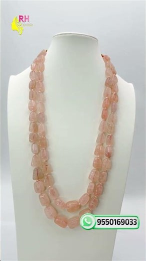 Natural Rose Quartz Beads Necklace | Precious Gemstone Beads Jewellery | Handmade Custom Necklace