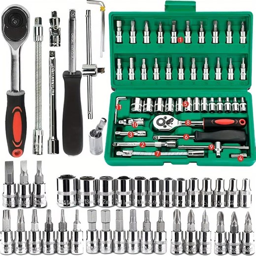 46-piece 1/4" Drive Socket Set | Metric Hex Bit Mechanic Tool Kit - Etsy