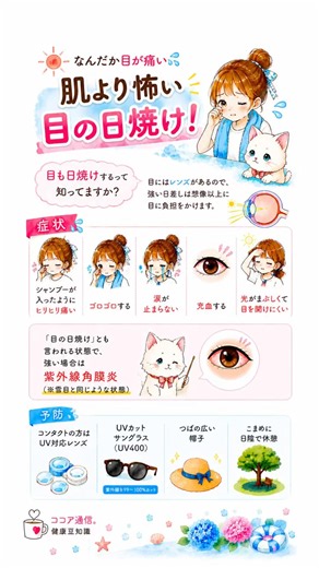 肌より怖い目の日焼け、目も日焼けするって知ってますか？#日焼け対策 #日焼け #目の日焼け#UV