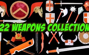 22 折纸 PAPER WEAPONS 合集 头盔 剑 盾 斧头 矛 武士刀