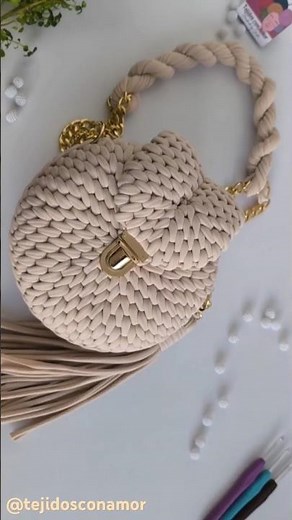 🔥 TUTORIAL DISPONIBLE 🔥 Bolso Redondo Tejido en Trapillo/ Punto Ratán