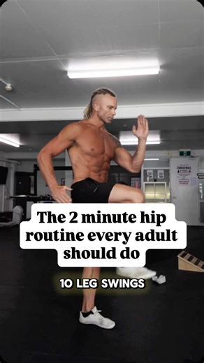 InPower Fitness | North Sydney Personal Training on Instagram: "Try this simple daily hip routine to stay strong, mobile, and pain-free — especially if you sit a lot, train hard, or feel tight through your hips and lower back. 10 Leg Swings Loosen up your hip flexors and hamstrings. Stay tall, core tight, and control every swing. 10 Single-Leg Marches Great for hip flexor strength and balance. Keep the standing leg soft and stable. 10 Single-Leg Hip Hinges Build glute and hamstring strength. Pus