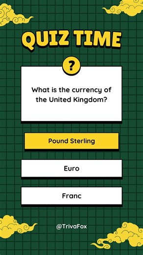 What Is the Currency of the United Kingdom? #TrivaFox #quiz #trivia
