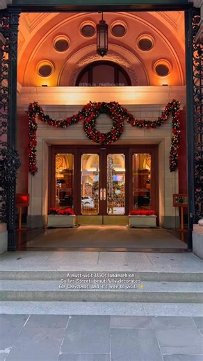Stepping into this 1890s Collins Street landmark feels like walking through Melbourne’s Christmas charm. 🎄✨ A beautiful mix of history and festive magic — and the best part? It’s completely free to visit. 📍 Address: 333 Collins Street, Melbourne ⏰ Open: Weekdays | 8:00 AM – 6:00 PM #MelbourneChristmas #CollinsStreet #MelbourneCity #HistoricMelbourne #ChristmasInMelbourne #MelbourneLife #FestiveVibes #MelbourneReels #MelbourneThingsToDo #FreeInMelbourne #ThisIsMelbourne IsMelbourne | This is Me
