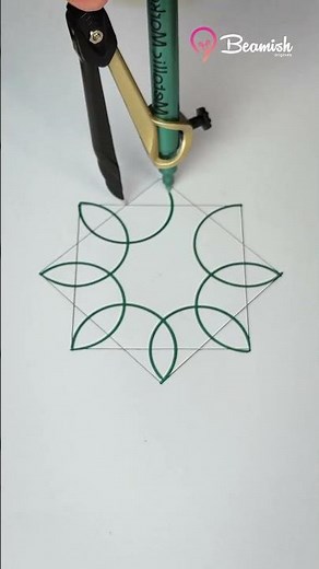 Geometric Art with a Compass ✏️#creative #geometricart #compass #trick