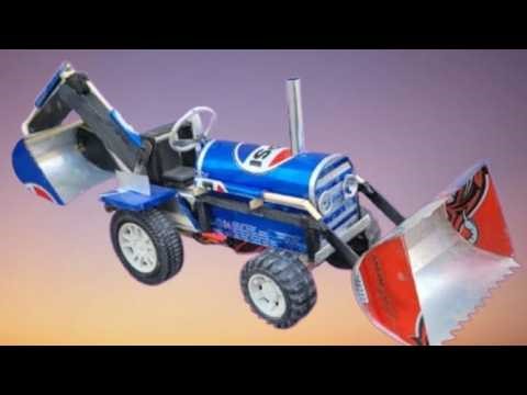 Make an amazing mini Tractor Loader 🚜 with soda cans ! Diy to since projects!!