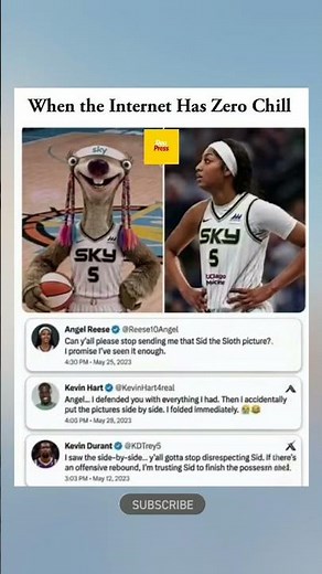 Kevin Hart & KD Join the Sid the Sloth Meme Pile-On – Angel Reese Has Had Enough. #shortvideo#wnba