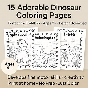 Dinosaur Coloring Pages for Kids: Toddler Dino Activity (PDF) - Etsy Canada