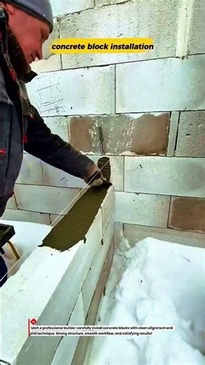 Block by Block! Pro Installs Concrete Blocks with Precision