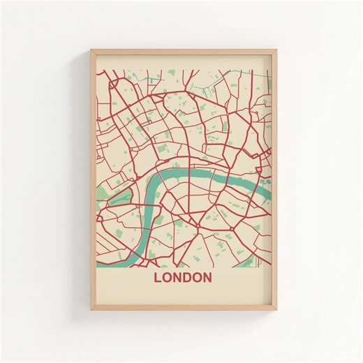 London Map Print Poster Digital Download UK Wall Decor - Etsy