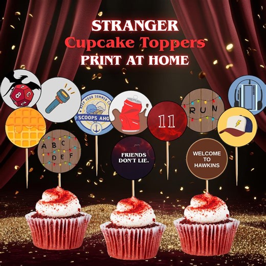 Printable Stranger Things Inspired Cupcake Toppers for a Birthday or Watch Party - DIY (digital, Instant Download) - Etsy UK