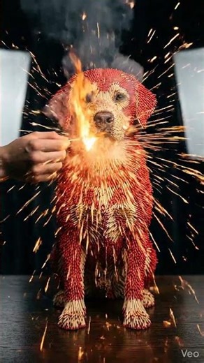 Amazing Matchstick Dog Sculpture