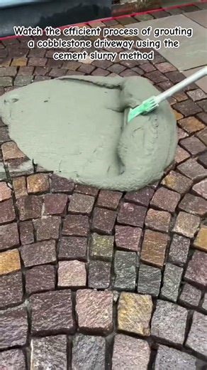 How to Grout Cobblestone Driveways| Slurry Paving Method #Paving #Grouting #Cobblestone #Landscaping