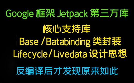 Google 框架 Jetpack 第三方库：打卡核心支持库Base/Batabinding类封装/Lifecycle/Livedata 设计思想 直至反编译后