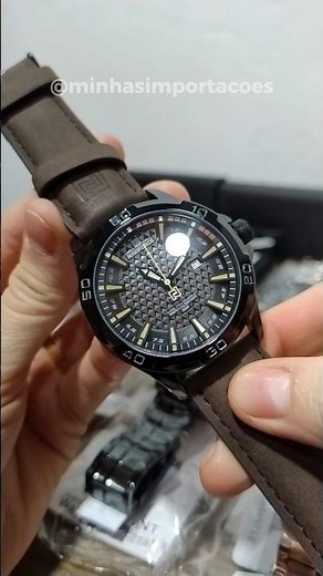⌚ Visual Único, Pulseira em Couro — Naviforce 8023