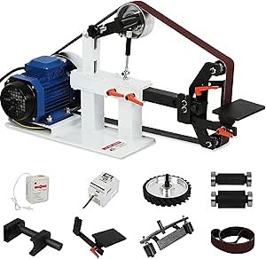 3 in 1 Belt Sander Grinder, 2" x 82" Variable Speed Belt Grinder for Metalworking, 1500W 2HP Electric Belt Bench Sander Polisher with 3 Grinding Wheel & Flat Platen Tool Rest for Knife Making