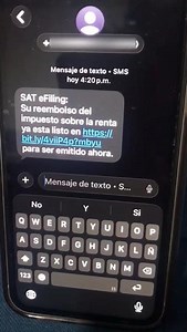 ¡No caigas en estafas¡ El SAT no manda mensajes al celular para devolver el saldo a favor de ISR.