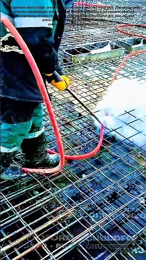 High-Pressure Rebar Cleaning Before Concrete Pouring Process