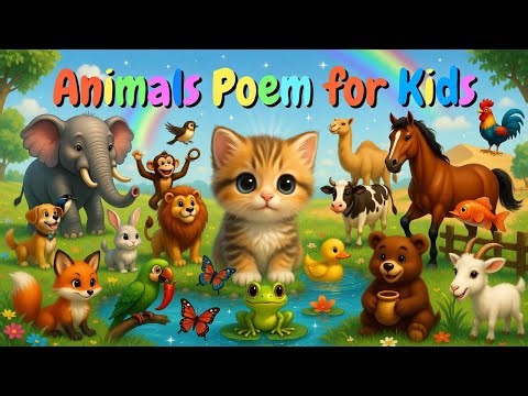 Animals Poem for Kids | Fun Animal Nursery Rhyme Song 🐘🐱