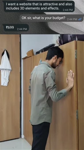 Codewith_Yug on Instagram: "Sure, for a budget of ₹699, the only 3D website elements and visual effects I can provide is printing your HTML & CSS source code on paper and folding it into a cube! 📦📉 Every freelance web developer, frontend coder, and UI/UX designer knows this specific pain. 💀 You want high-end graphics, interactive animations, and Three.js level quality for the price of a pizza? 🍕🛑 This is exactly why programmers are hitting their heads against the wall! The daily struggle of