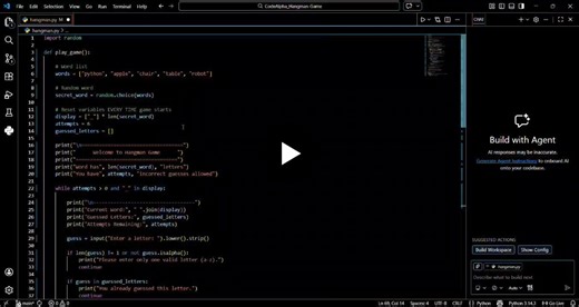 #codealpha #python #pythonprogramming #internship #programming #softwaredevelopment #github #learningjourney #hangmangame #computerscience #coding | SONU KUMAR