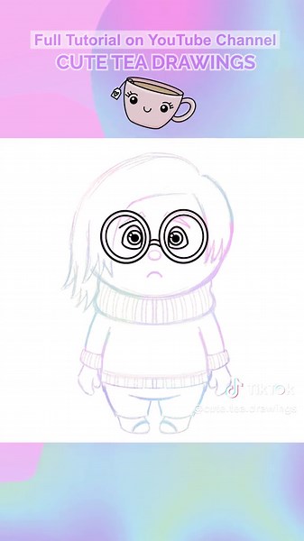 How To Draw Sadness from Inside Out. Full tutorial on my YouTube channel. #sadness #sadnessinsideout #insideout #insideout2 #drawingtutorial #howtodraw #cuteteadrawings