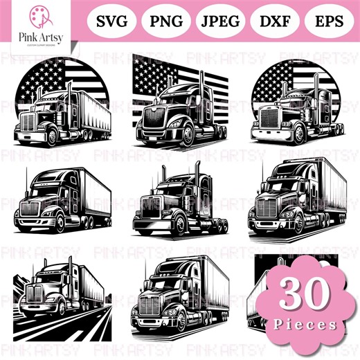 Semi Truck SVG Bundle: Trailer Truck Clipart, Vector Art (digital Download) - Etsy