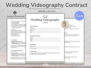 Wedding Videography Contract Template, Videography Contract Form, Videography Invoice, Event Agreement, Client Booking Form, Bridal Contract - Etsy