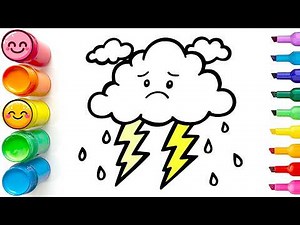 Drawing and Coloring a Thunderstorm with Lightning | Easy Step by Step Drawing Tutorial