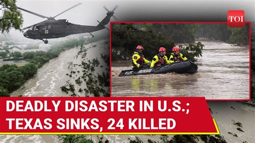 27K views · 100 reactions | A monster flash flood rips through #Texas, killing 24 as the Guadalupe River erupts 26 feet in 45 minutes. Dozens, including girls at a #Christian summer camp, are missing. Desperate rescue ops continue overnight with helicopters and boats. #DonaldTrump calls the tragedy “shocking,” as eyewitnesses describe chaos, screams, and devastation | Watch #usa #texas #texasflood #floods #guadalupe #guadaluperiver #newjersey | The Times of India | Facebook