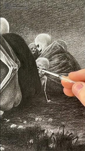 Dark Surrealism Pencil Art: Eerie Figures & Winged Creature Drawing Process ✍️💀 #pendrawing