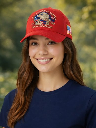 USA 250TH ANNIVERSARY CAP – LIMITED EDITION Celebrate 250 years of American history in bold style! This red commemorative cap features premium embroidery with the iconic eagle, Statue of Liberty, and the historic 1776–2026 milestone. The American flag patch on the side adds the perfect patriotic touch. ✨ High-quality detailed embroidery ✨ Structured fit – clean & bold look ✨ Comfortable for everyday wear ✨ Perfect for July 4th, patriotic events & collectors Stand out. Show your pride. Celebrate 