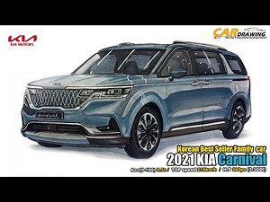 [Car Drawing] How to draw a car #60th 2021 KIA Carnival 기아 신형 카니발 자동차 그리기 - Time Lapse