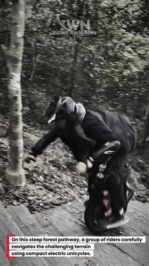 Riding Electric Unicycles on a Steep Forest Trail‼️#shorts