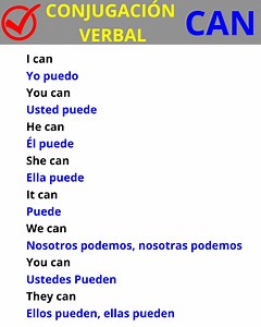 96K views · 11K reactions | Aprende a conjugar el verbo CAN en presente, pasado y presente negativo ✍Conjugación verbal que debes conocer si deseas lograr la fluidez en el idioma✍ verbos esenciales y más usados del inglés. #inglesfacil #ingles #inglesdefinitivo #verbs | Inglés Definitivo | Facebook