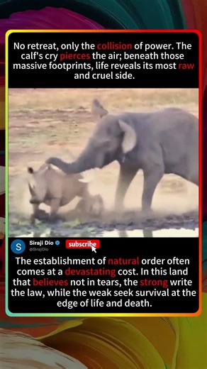 Elephant vs Rhino:The Most Brutal Power Struggle!🐘vs🦏#ElephantVsRhino#WildlifeMoments#foryou#animals