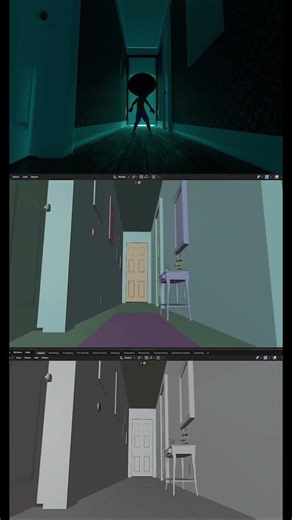 🪲Junebug Hallway Glow Scene 01 🎬| Different Viewports #jutoons #3danimation #junebug