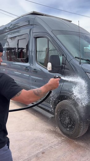 Washing Camper Van in Mexico
