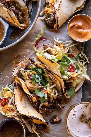 Crockpot Korean Inspired Tacos with Yum Yum Yummm Sauce.