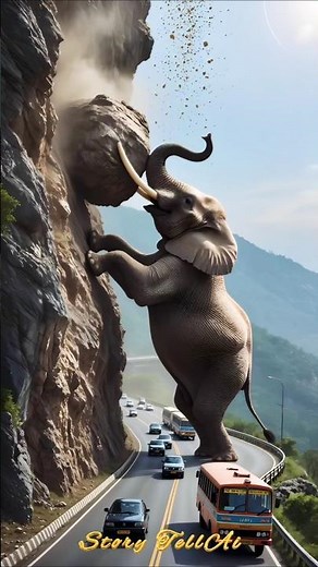Elephant Saves People from Falling Boulder! 🐘 #shorts #animalhero #wildlife