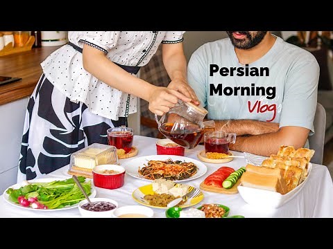 Healthy Iranian Breakfast VLOG 🍳 | From Bakery ( Barbari Bread), Persian Tea & Lunchbox