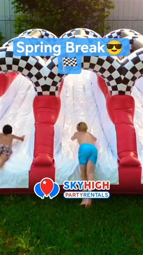 3 Lane Racing Slip N Slide Water Slide 🏁 Houston & Conroe TX Party Rentals in Spring Break Fun