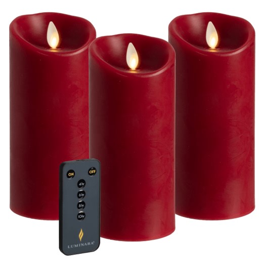 3-Pack: Luminara Flameless 6.5" Pillar Candles with Remote