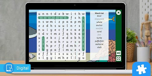 Fun Interactive Under the Sea Word Search Puzzle Game