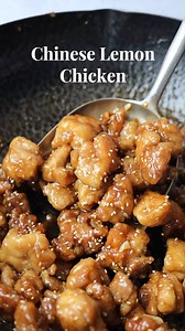 Chinese Lemon Chicken. Crispy fried chicken coated in a zesty tangy lemon sauce with a hint of garlic. This quick Chinese lemon chicken recipe takes 30 minutes and is simple to make, as we are not deep frying. Recipe: https://christieathome.com/blog/chinese-lemon-chicken/ | Christie at Home
